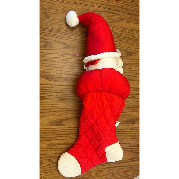 Christmas Santa Nylon Stocking Quilted 28” May Dept Store Stuffed Animal Toy 3D - Picture 3 of 6